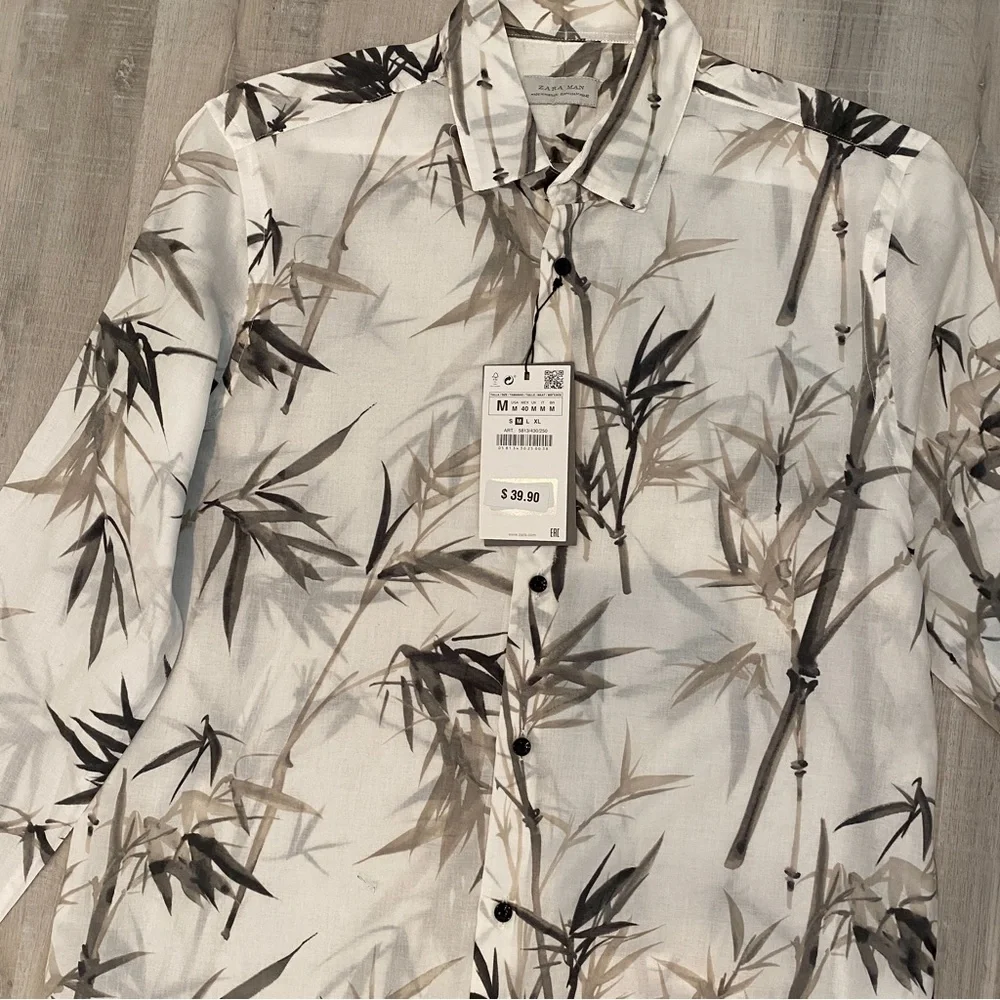 Zara HEMP PRINT SHIRT - Picture 4 of 4
